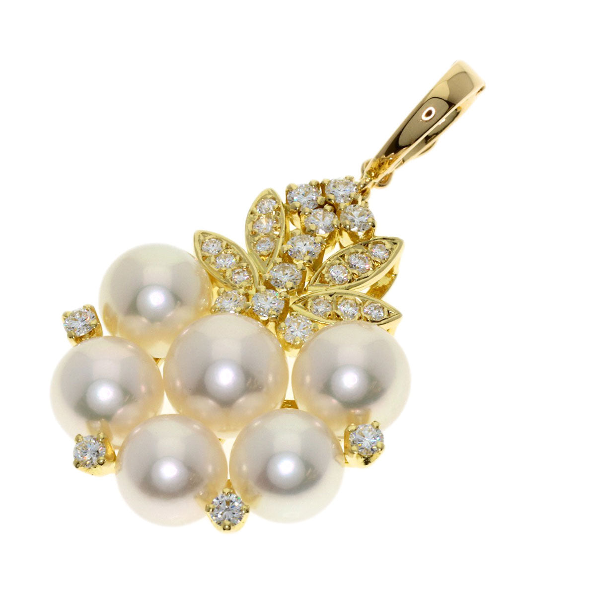 MIKIMOTO Pearl Pearl Diamond Pendant top K18 Yellow Gold Ladies [Used]