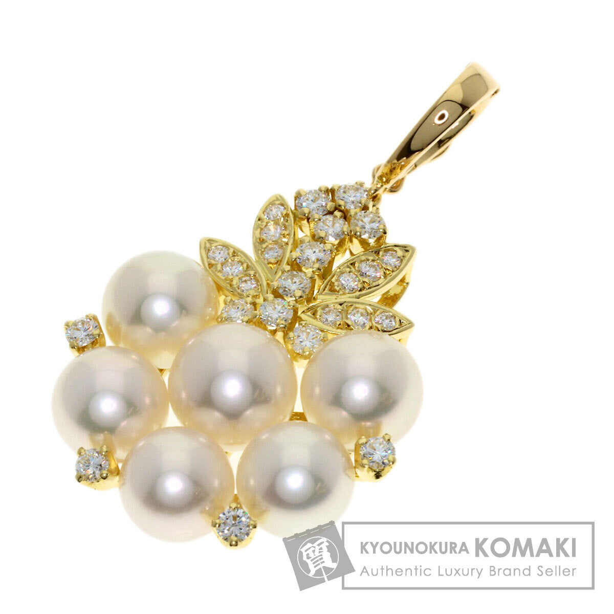 MIKIMOTO Pearl Pearl Diamond Pendant top K18 Yellow Gold Ladies [Used]