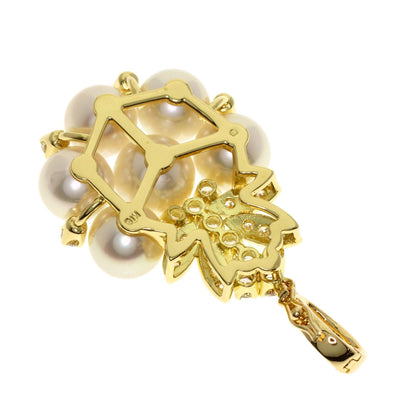 MIKIMOTO Pearl Pearl Diamond Pendant top K18 Yellow Gold Ladies [Used]