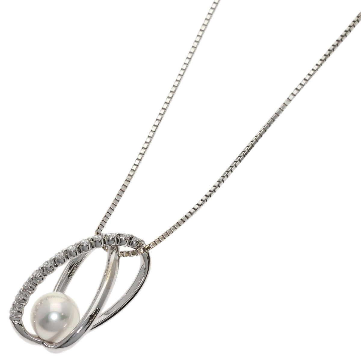 TASAKI Pearl Diamond Necklace K18 White Gold Ladies [Used]
