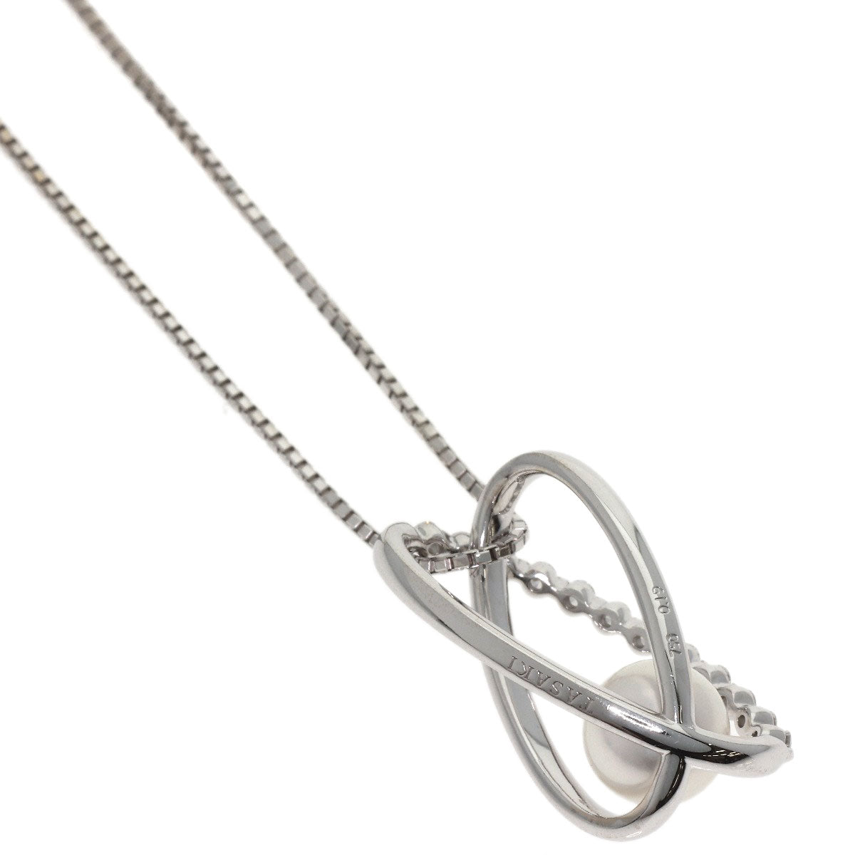 TASAKI Pearl Diamond Necklace K18 White Gold Ladies [Used]