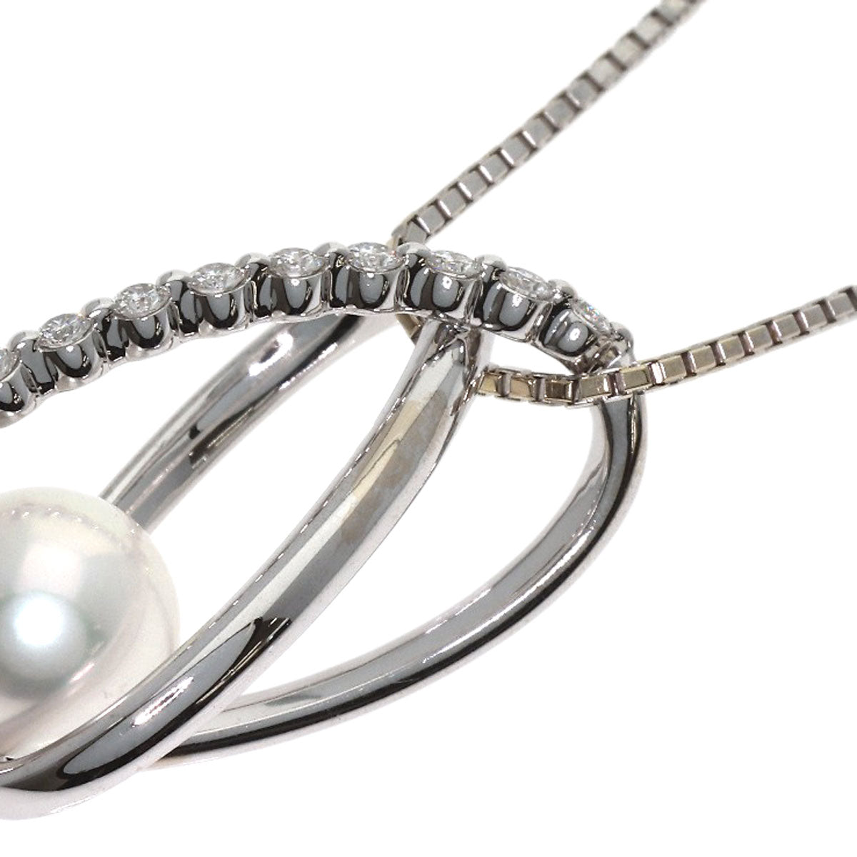 TASAKI Pearl Diamond Necklace K18 White Gold Ladies [Used]