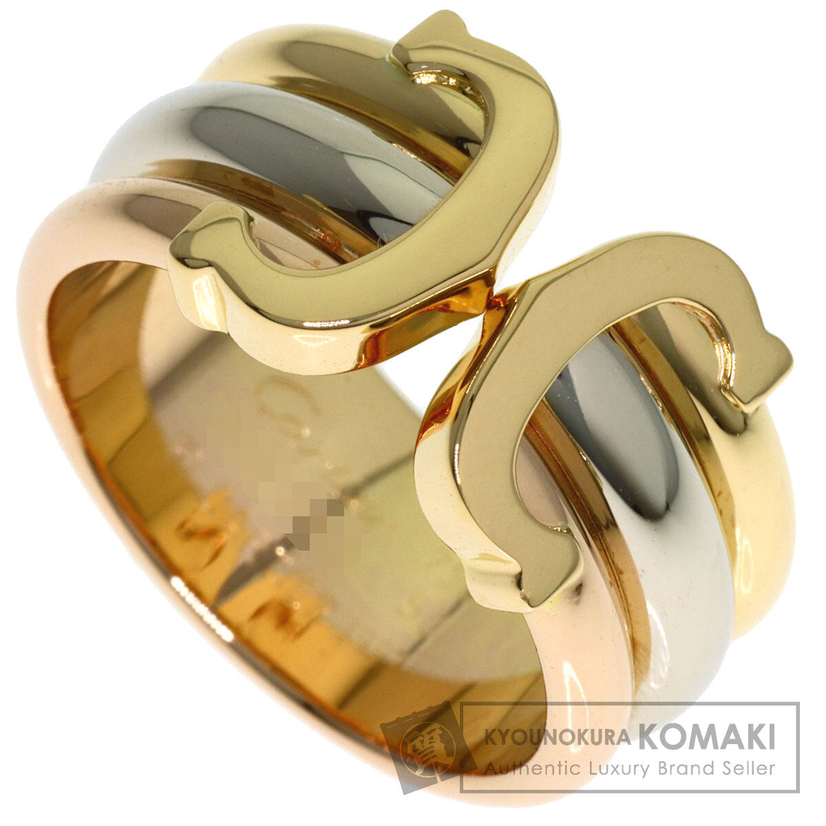 CARTIER 2C LM #50 Ring K18 Yellow Gold 18K Pink GoldLadies [Used]