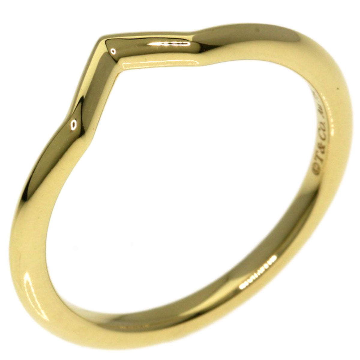 TIFFANY&Co. V band Ring K18 Yellow Gold Ladies [Used]