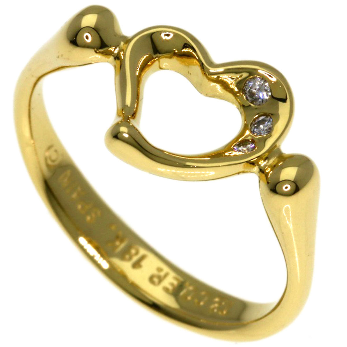TIFFANY&Co. Open Heart Diamond Ring K18 Yellow Gold Ladies [Used]