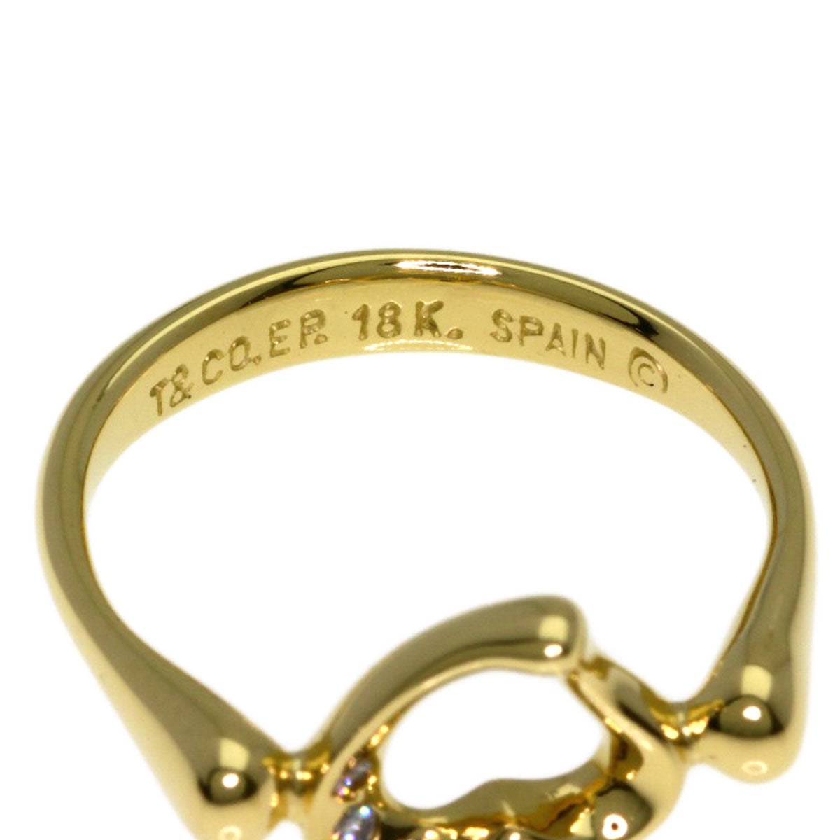 TIFFANY&Co. Open Heart Diamond Ring K18 Yellow Gold Ladies [Used]