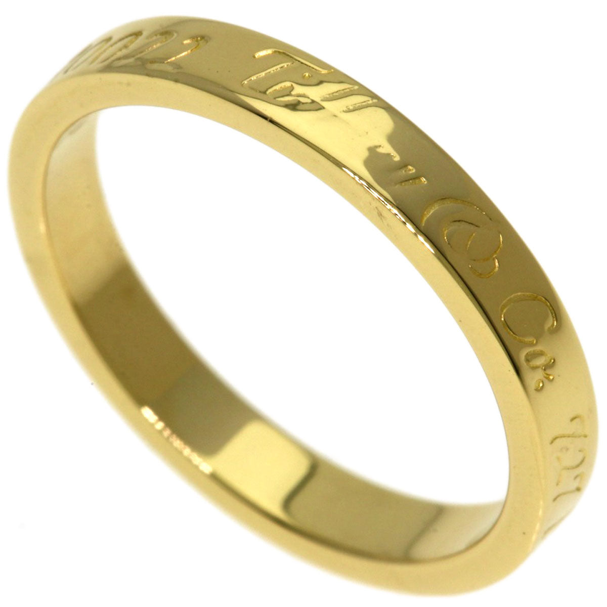 TIFFANY&Co. Notes narrow Ring K18 Yellow Gold Ladies [Used]