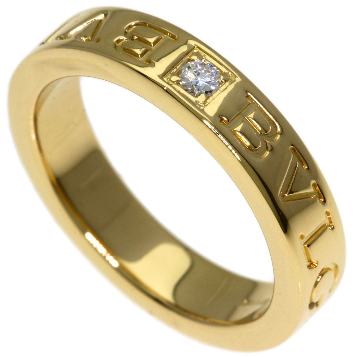 BVLGARI Double logo 1P Diamond Ring K18 Yellow Gold Ladies [Used]