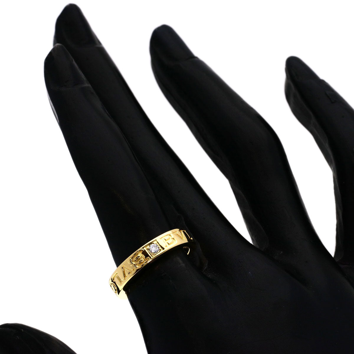BVLGARI Double logo 1P Diamond Ring K18 Yellow Gold Ladies [Used]