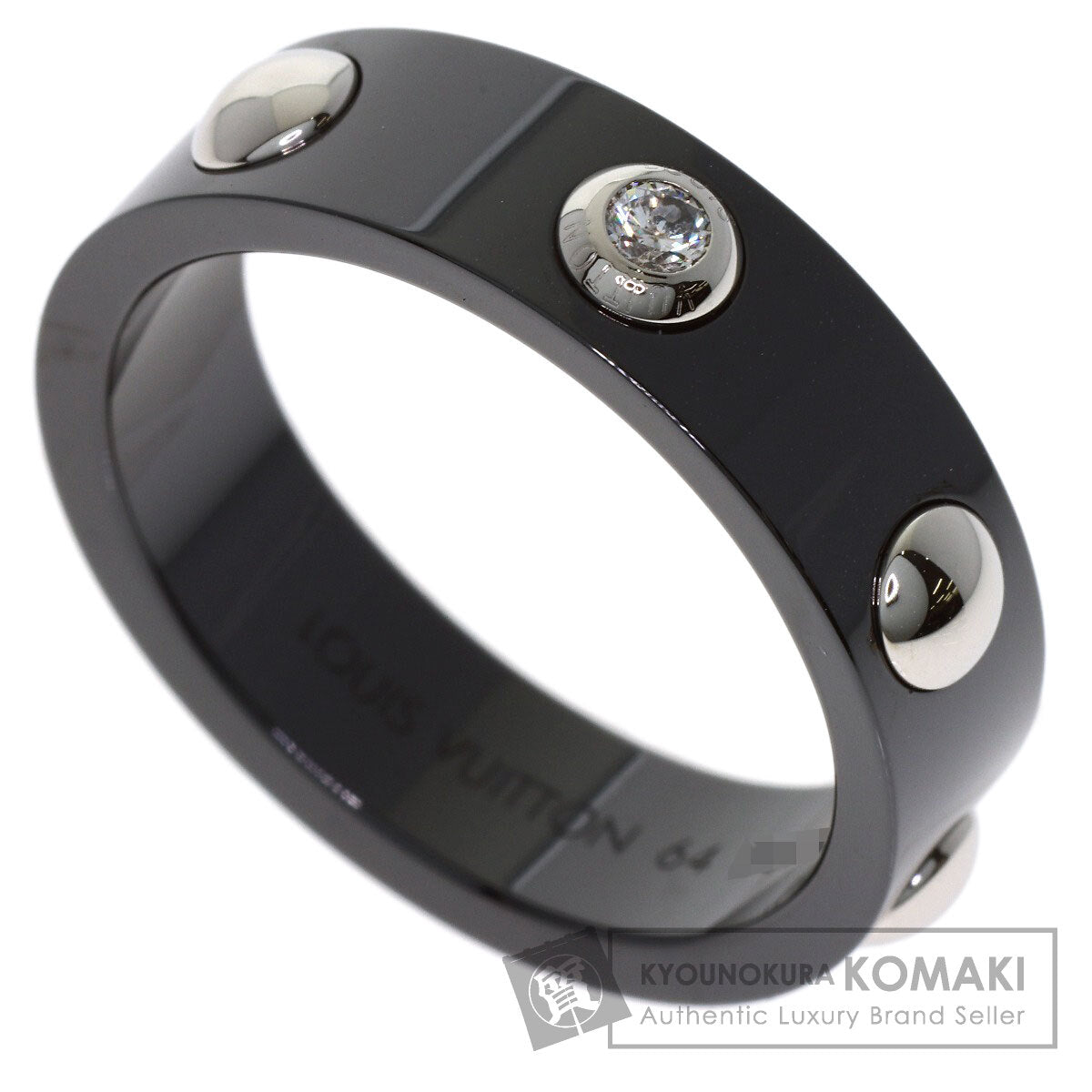 LOUIS VUITTON Petite Bague Crew 1P Diamond #64 Ring Ceramic PT950Ladies [Used]