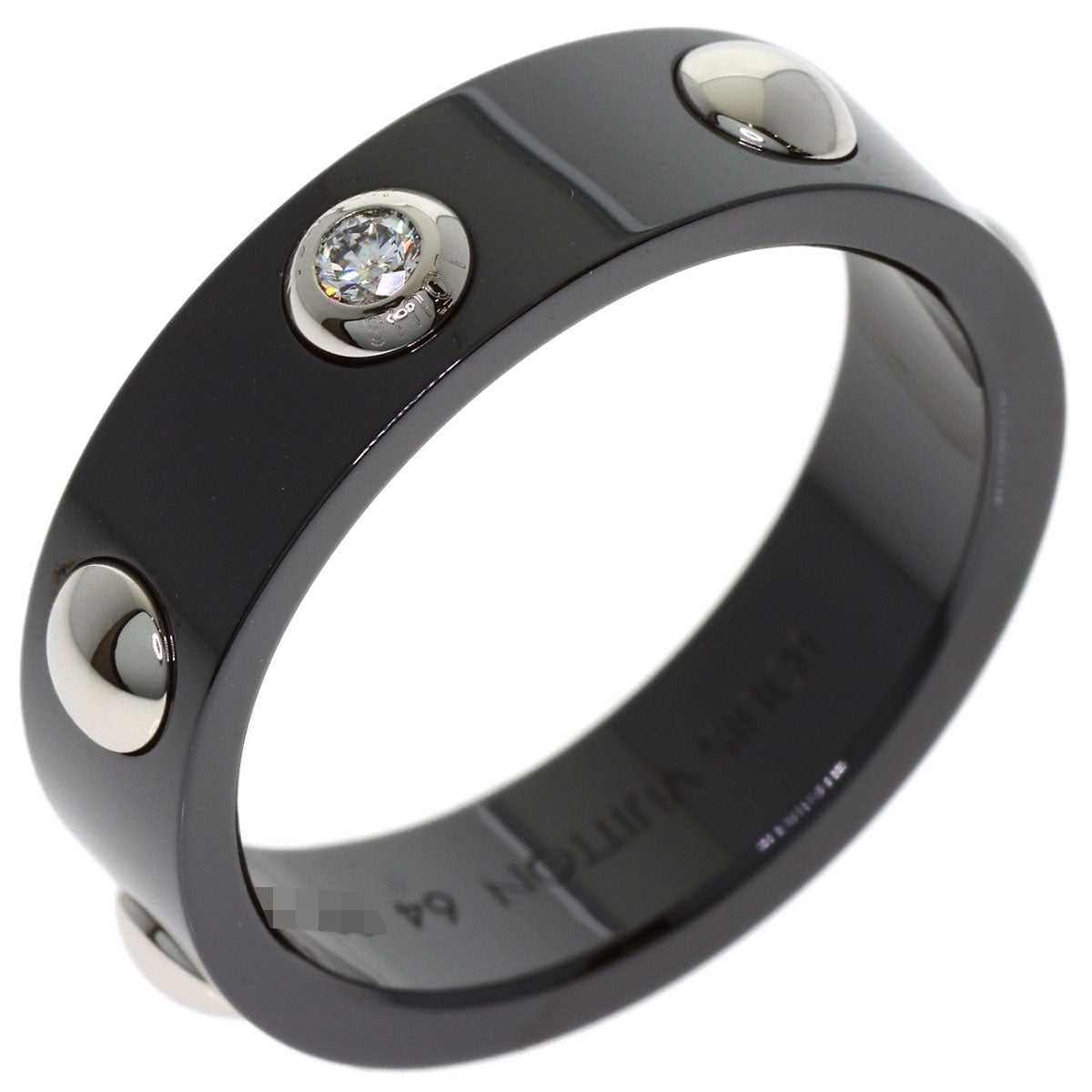 LOUIS VUITTON Petite Bague Crew 1P Diamond #64 Ring Ceramic PT950Ladies [Used]