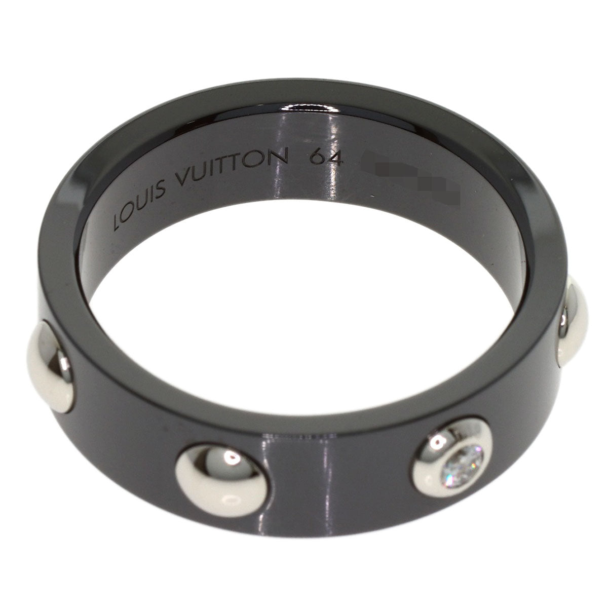 LOUIS VUITTON Petite Bague Crew 1P Diamond #64 Ring Ceramic PT950Ladies [Used]