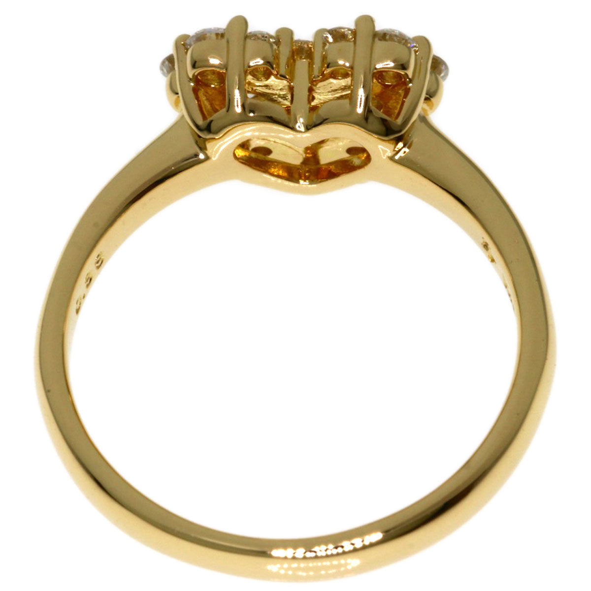 Ponte Vecchio Heart motif Diamond Ring K18 Yellow Gold Ladies [Used]