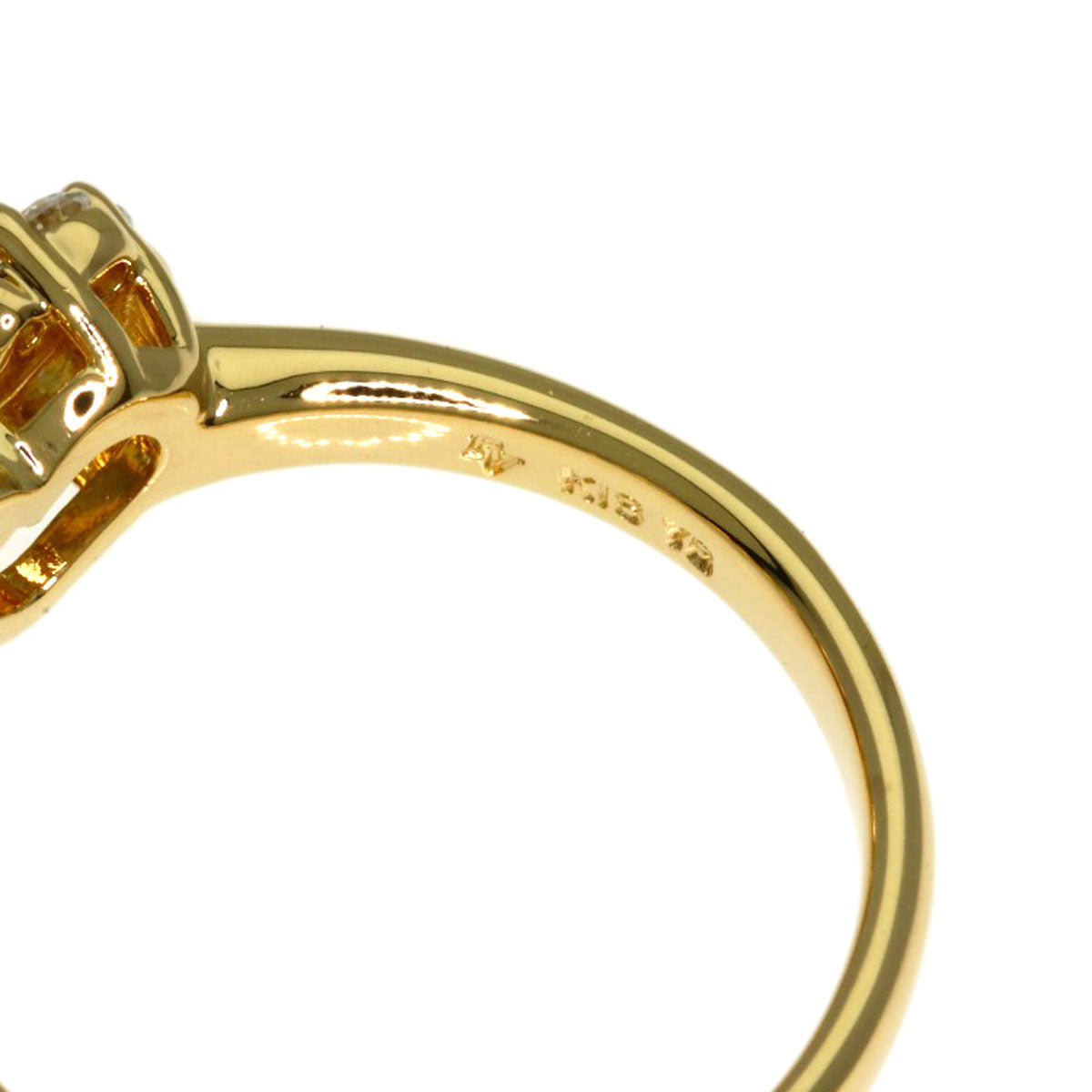 Ponte Vecchio Heart motif Diamond Ring K18 Yellow Gold Ladies [Used]
