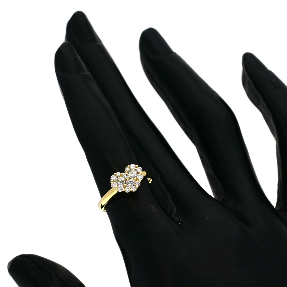 Ponte Vecchio Heart motif Diamond Ring K18 Yellow Gold Ladies [Used]
