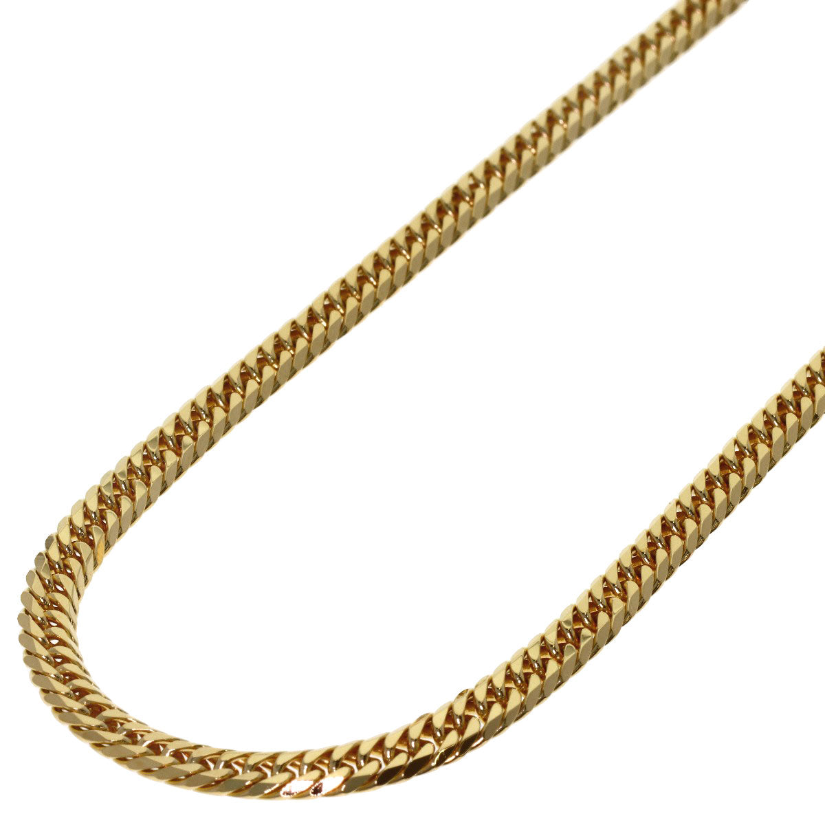 Curb chain Kihei W6 side Necklace K18 Yellow Gold 30g　Ladies