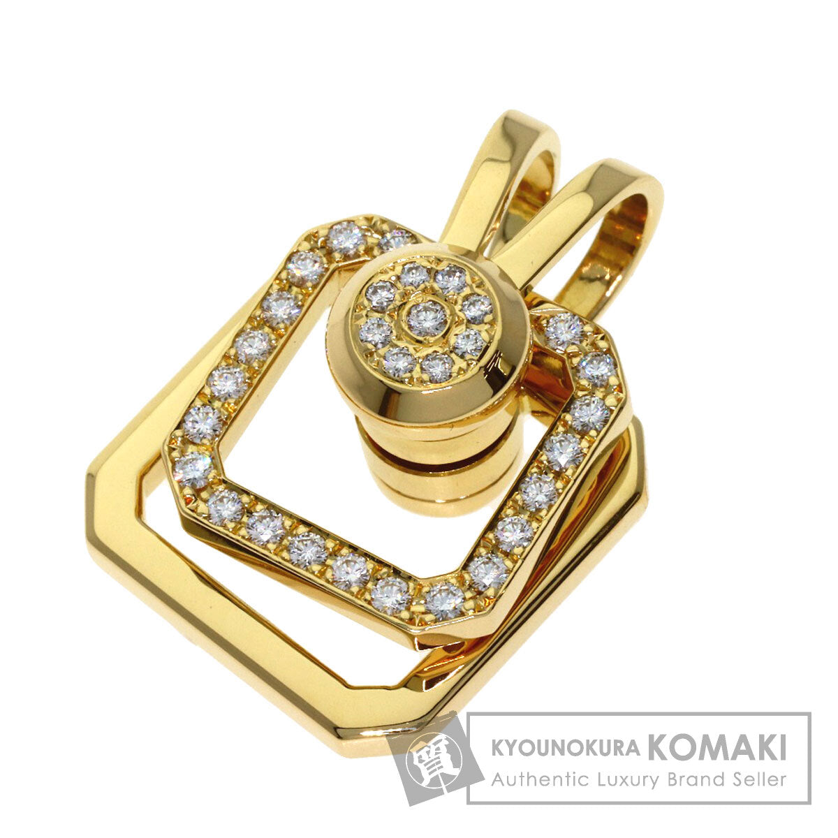 WALTHAM swing diamond Pendant top K18 Yellow Gold Ladies [Used]