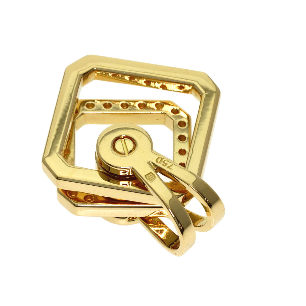 WALTHAM swing diamond Pendant top K18 Yellow Gold Ladies [Used]