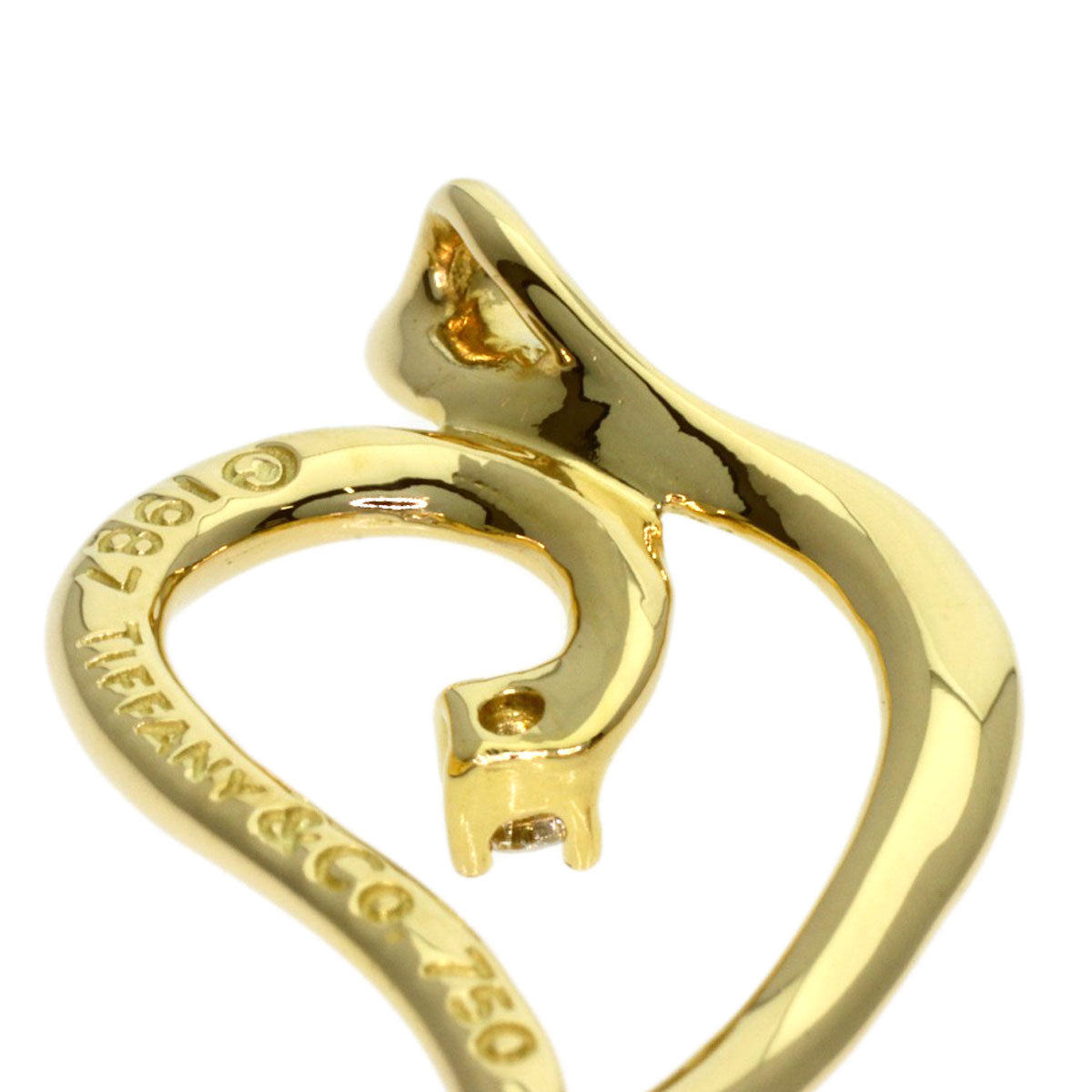 TIFFANY&Co. Leaf Diamond Pendant top K18 Yellow Gold Ladies [Used]