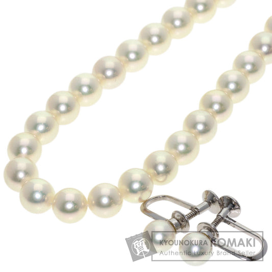 MIKIMOTO Pearl Pearl Earring set Necklace K14 White Gold Ladies [Used]