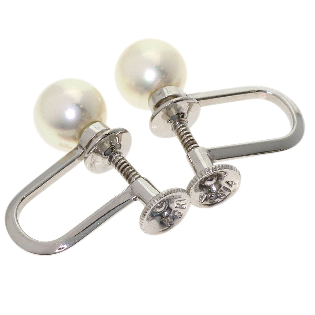 MIKIMOTO Pearl Pearl Earring set Necklace K14 White Gold Ladies [Used]