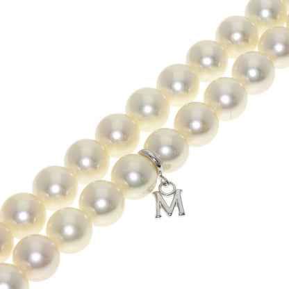 MIKIMOTO Pearl Pearl M Charm Earring Set Necklace Silver K18 White GoldLadies [Used]