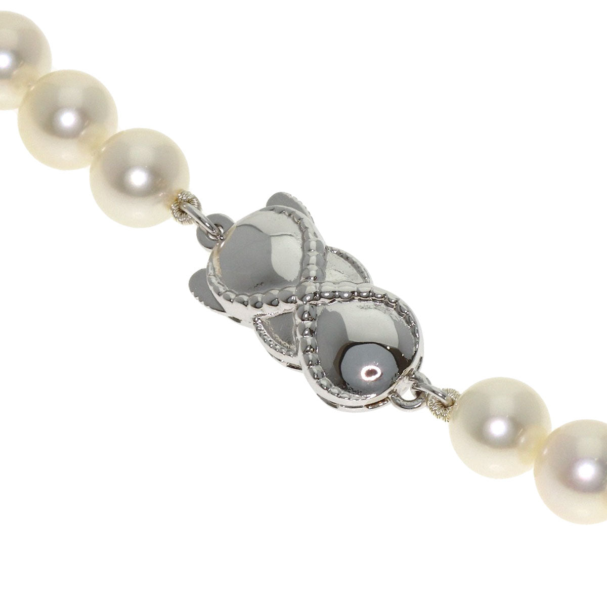 MIKIMOTO Pearl Pearl M Charm Earring Set Necklace Silver K18 White GoldLadies [Used]