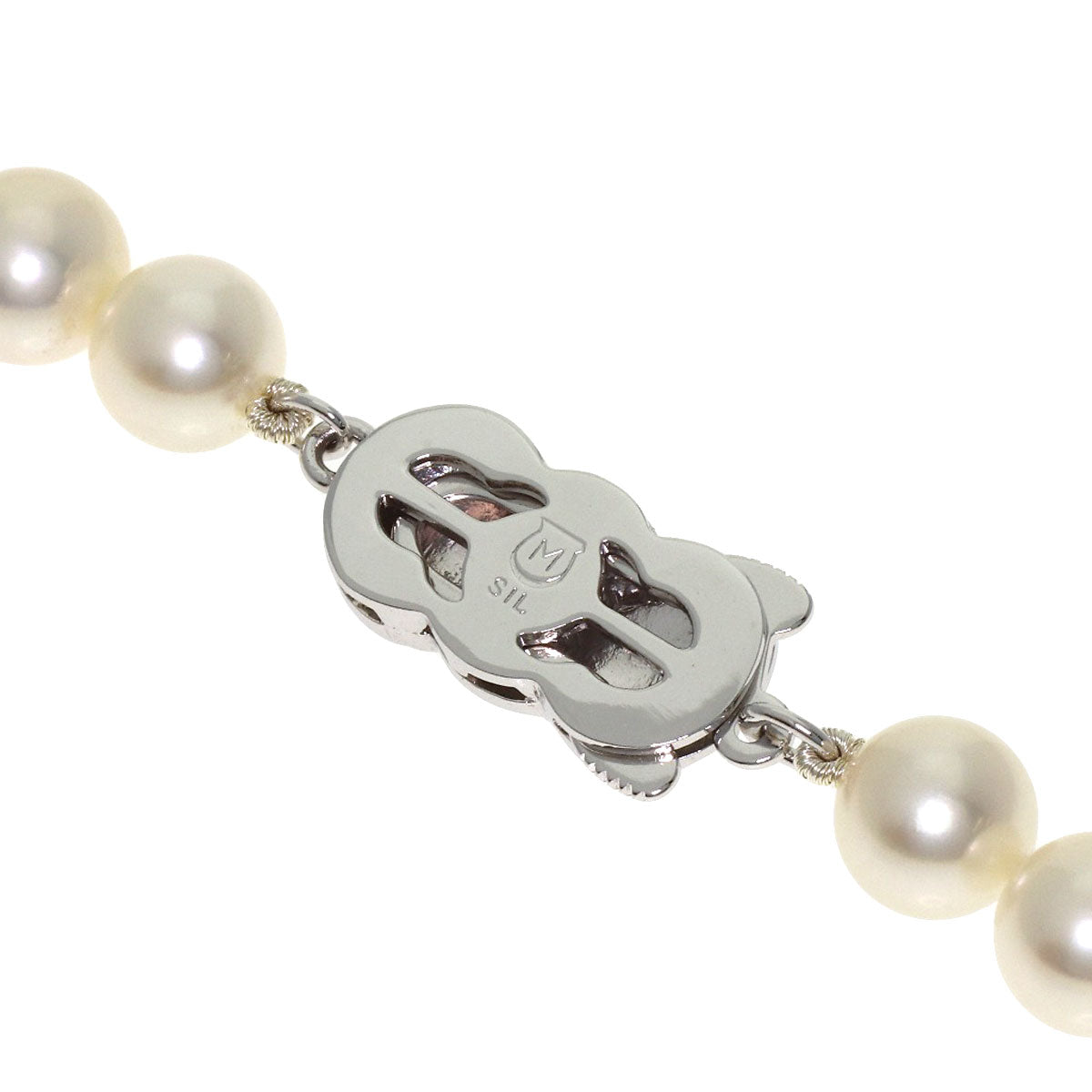 MIKIMOTO Pearl Pearl M Charm Earring Set Necklace Silver K18 White GoldLadies [Used]