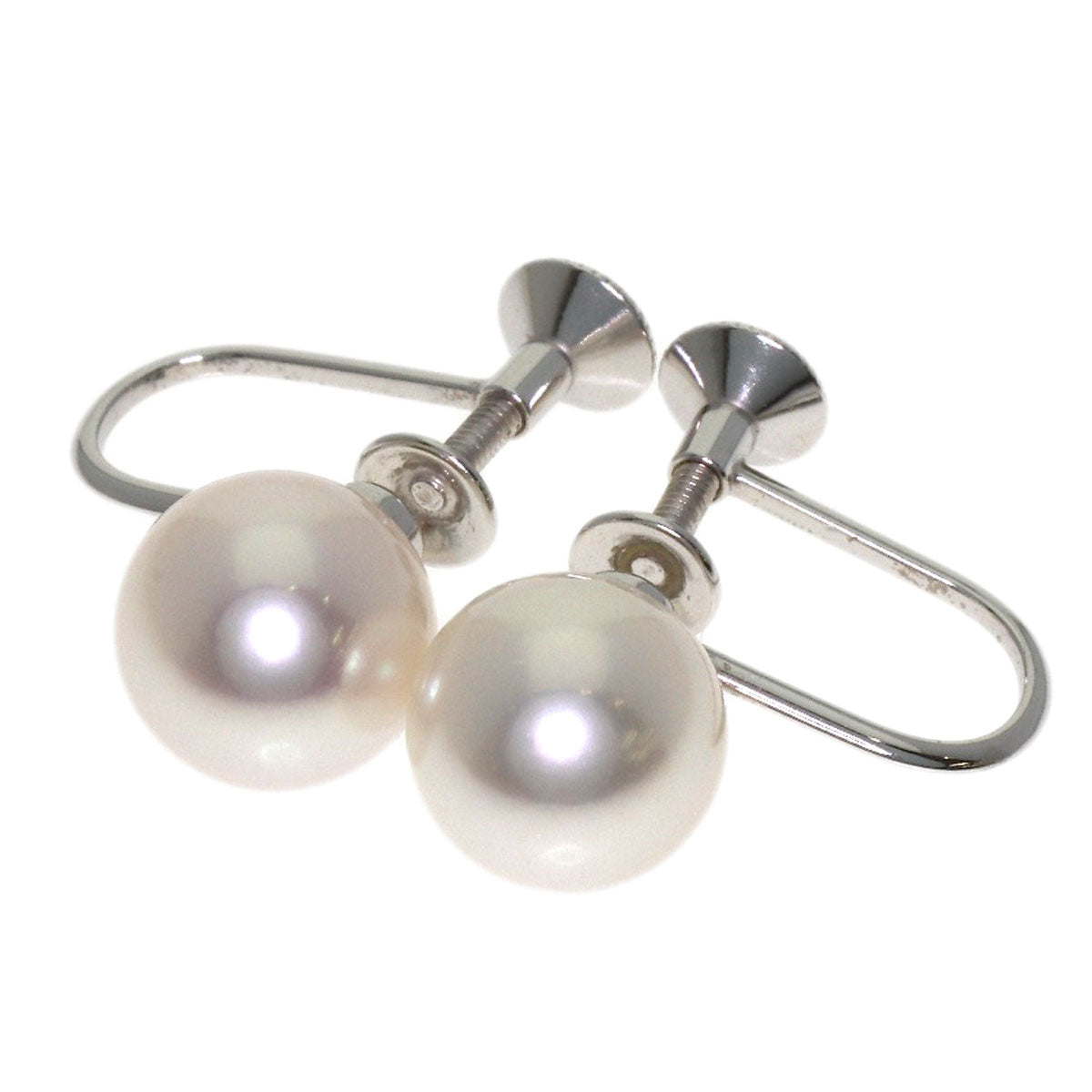 MIKIMOTO Pearl Pearl M Charm Earring Set Necklace Silver K18 White GoldLadies [Used]