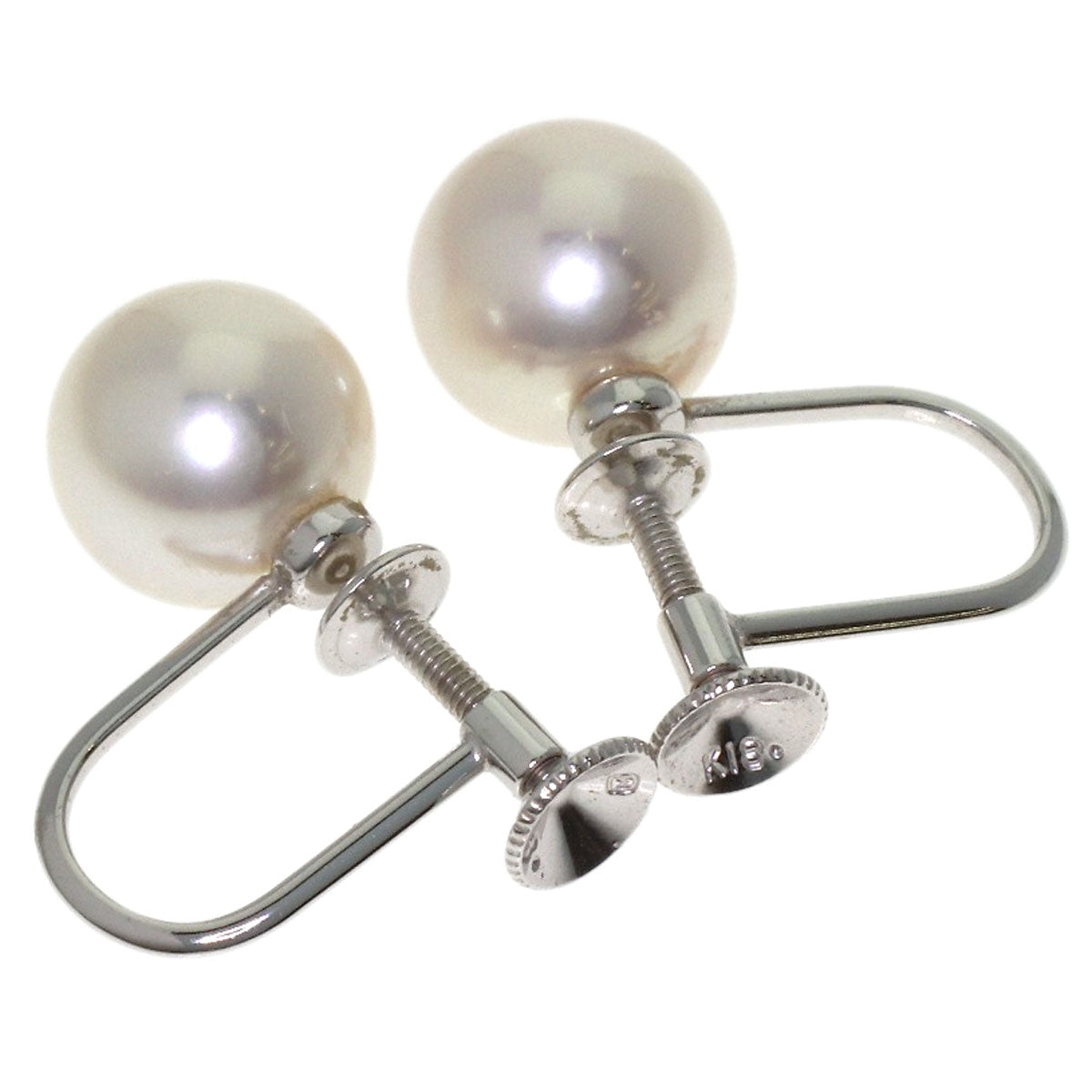 MIKIMOTO Pearl Pearl M Charm Earring Set Necklace Silver K18 White GoldLadies [Used]