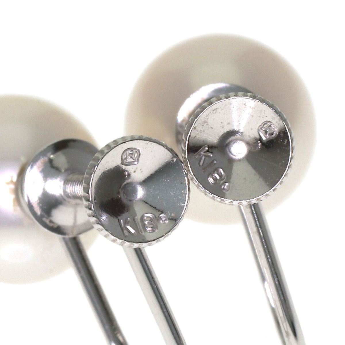 MIKIMOTO Pearl Pearl M Charm Earring Set Necklace Silver K18 White GoldLadies [Used]
