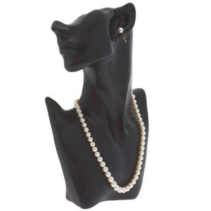 MIKIMOTO Pearl Pearl M Charm Earring Set Necklace Silver K18 White GoldLadies [Used]