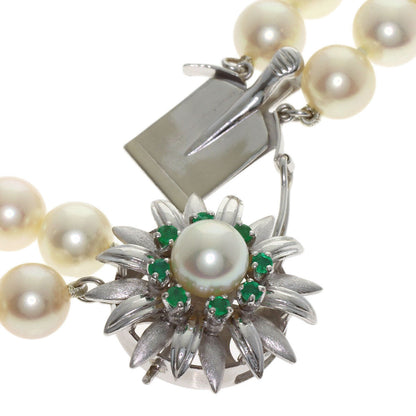 MIKIMOTO Pearl Pearl Emerald 2 strands Necklace K14 White Gold Ladies [Used]