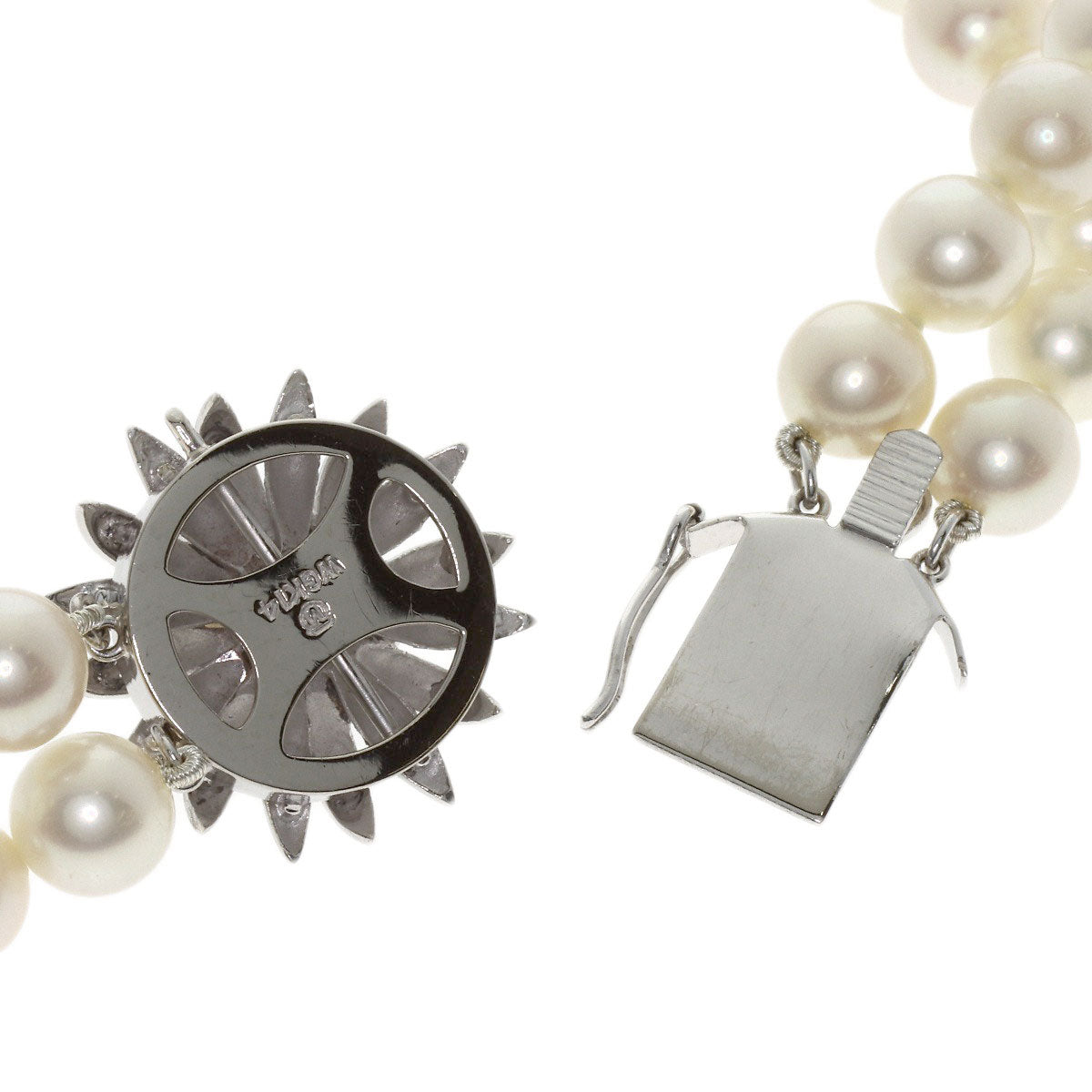 MIKIMOTO Pearl Pearl Emerald 2 strands Necklace K14 White Gold Ladies [Used]