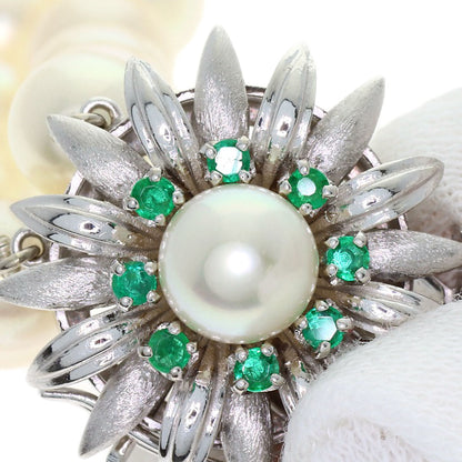MIKIMOTO Pearl Pearl Emerald 2 strands Necklace K14 White Gold Ladies [Used]