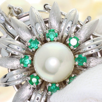 MIKIMOTO Pearl Pearl Emerald 2 strands Necklace K14 White Gold Ladies [Used]
