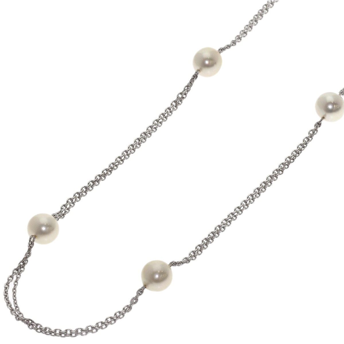 MIKIMOTO Station Pearl Pearl Necklace K14 White Gold Ladies [Used]