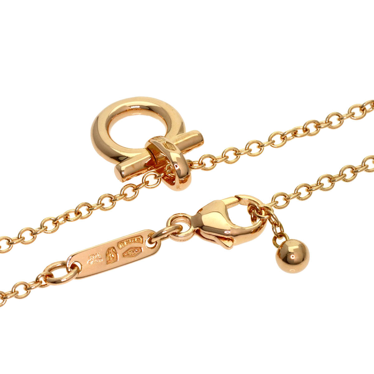 Salvatore Ferragamo Gancini Pink Sapphire Necklace K18 Pink Gold Ladies [Used]