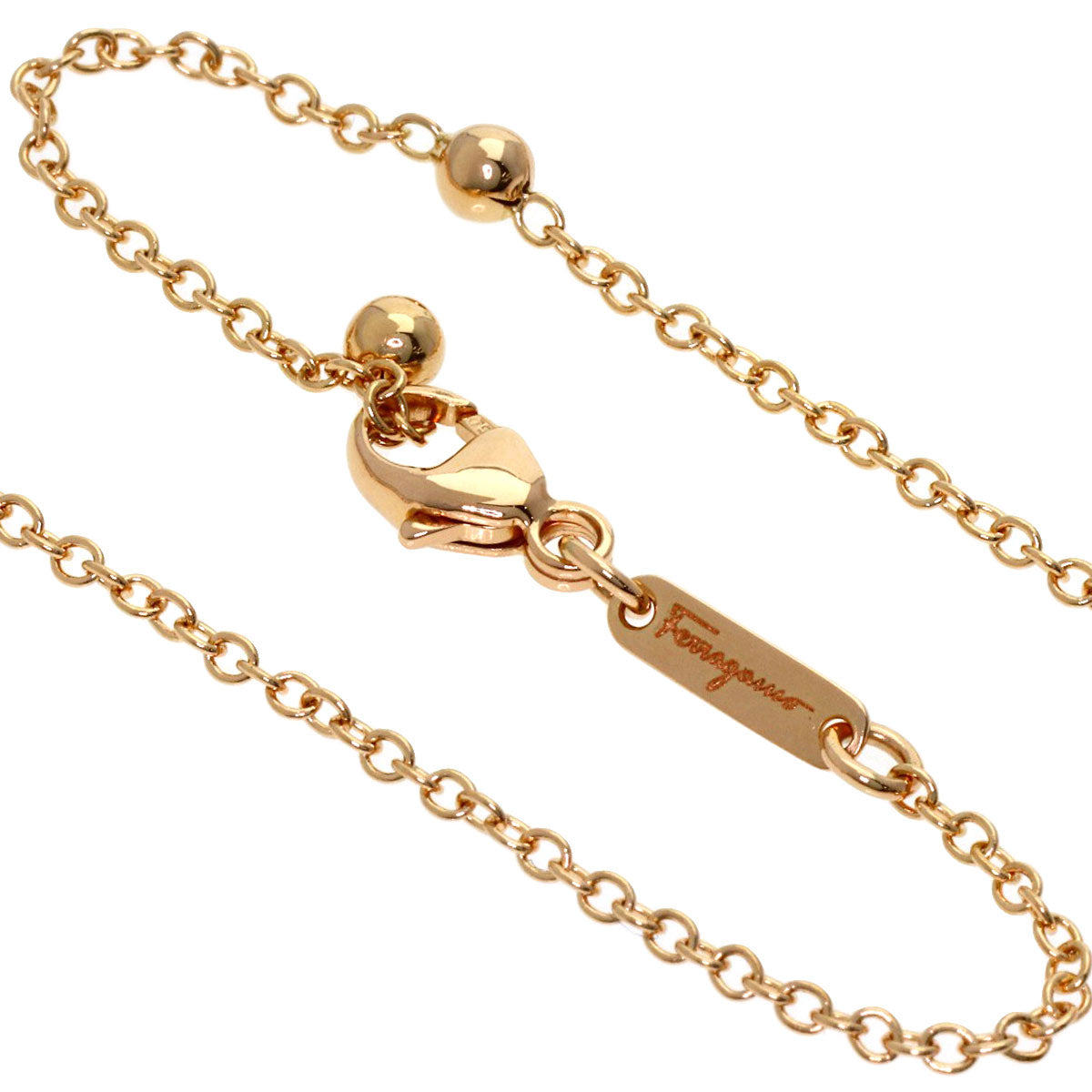 Salvatore Ferragamo Gancini Pink Sapphire Necklace K18 Pink Gold Ladies [Used]