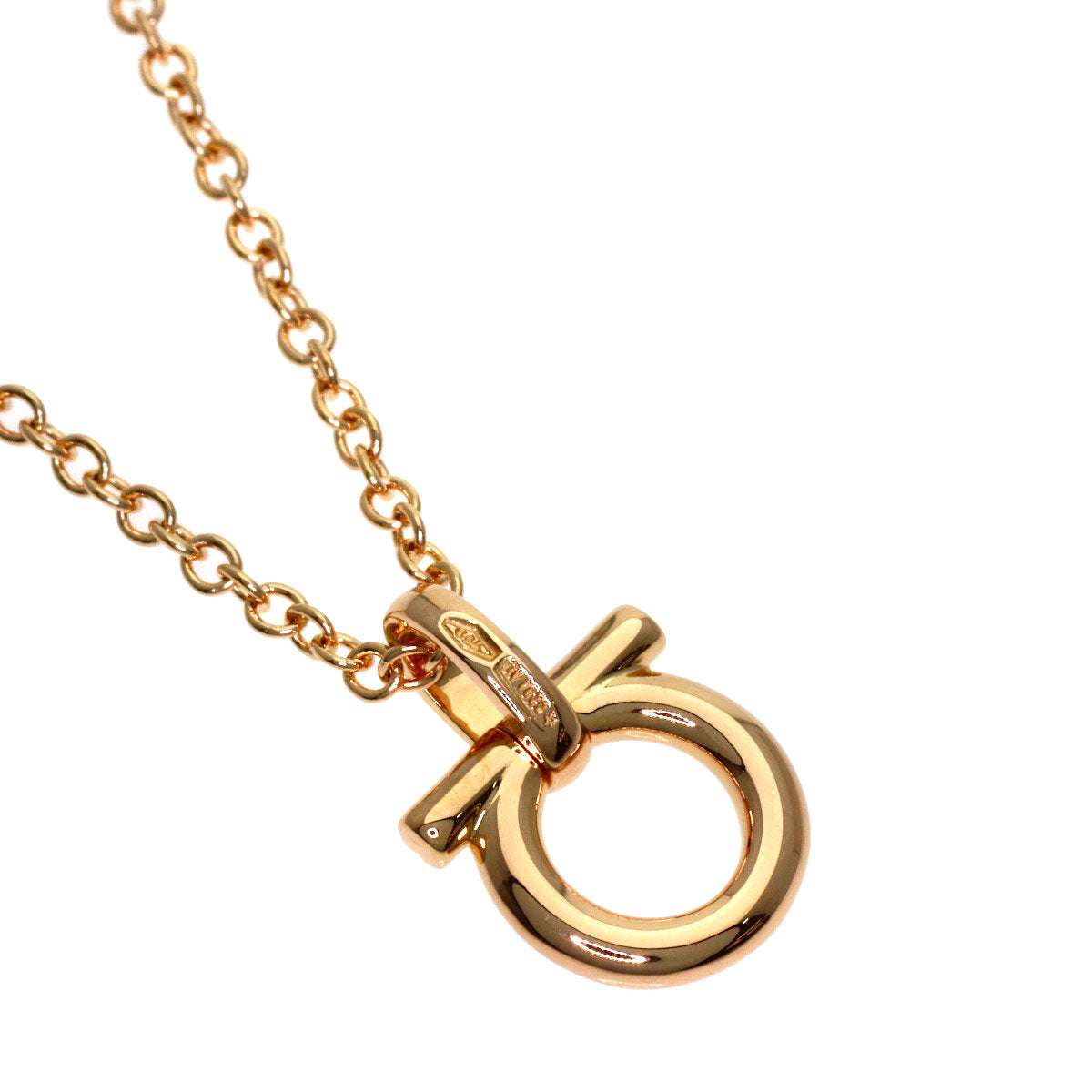 Salvatore Ferragamo Gancini Pink Sapphire Necklace K18 Pink Gold Ladies [Used]