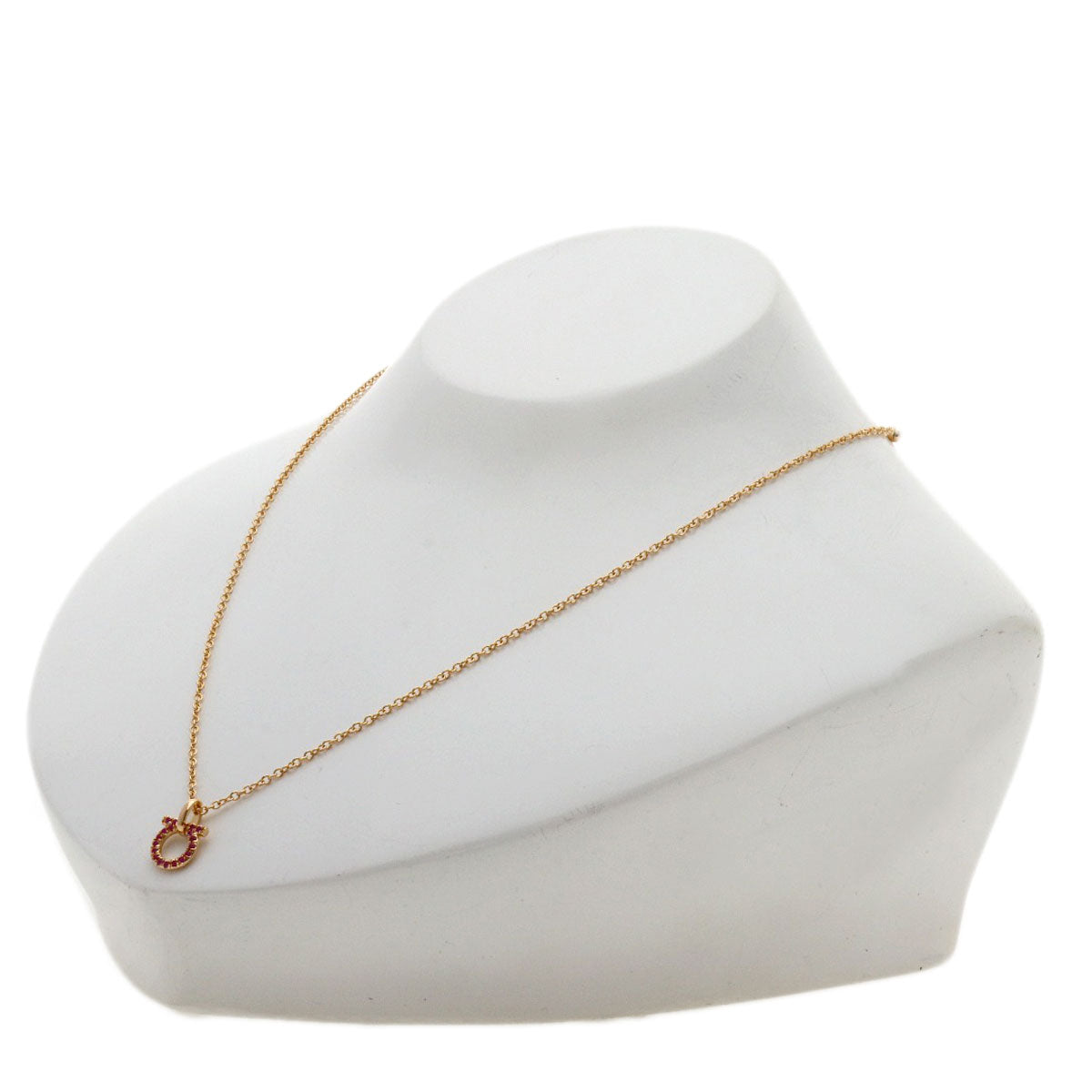 Salvatore Ferragamo Gancini Pink Sapphire Necklace K18 Pink Gold Ladies [Used]