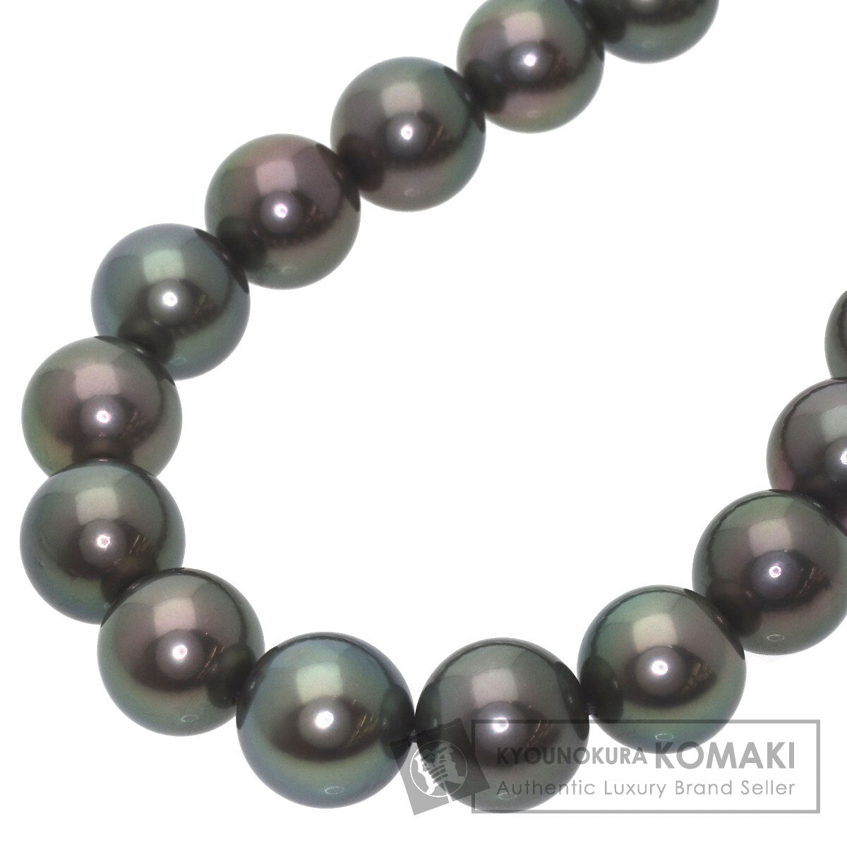 MIKIMOTO Black Pearl with Pearl M charm Necklace K18 White Gold Ladies [Used]