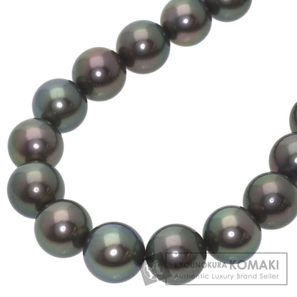 MIKIMOTO Black Pearl with Pearl M charm Necklace K18 White Gold Ladies [Used]