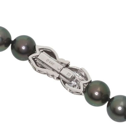 MIKIMOTO Black Pearl with Pearl M charm Necklace K18 White Gold Ladies [Used]