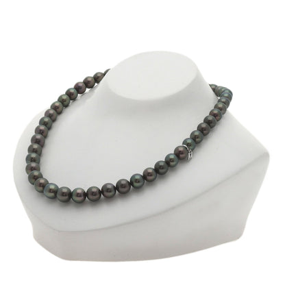 MIKIMOTO Black Pearl with Pearl M charm Necklace K18 White Gold Ladies [Used]