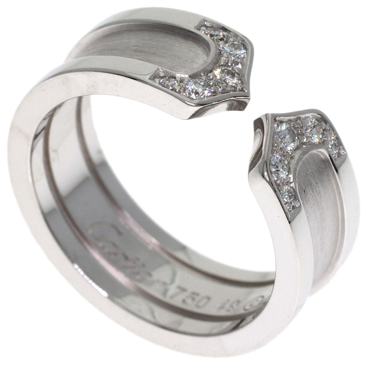 CARTIER C2 SM Diamond #49 Ring K18 White Gold Ladies [Used]