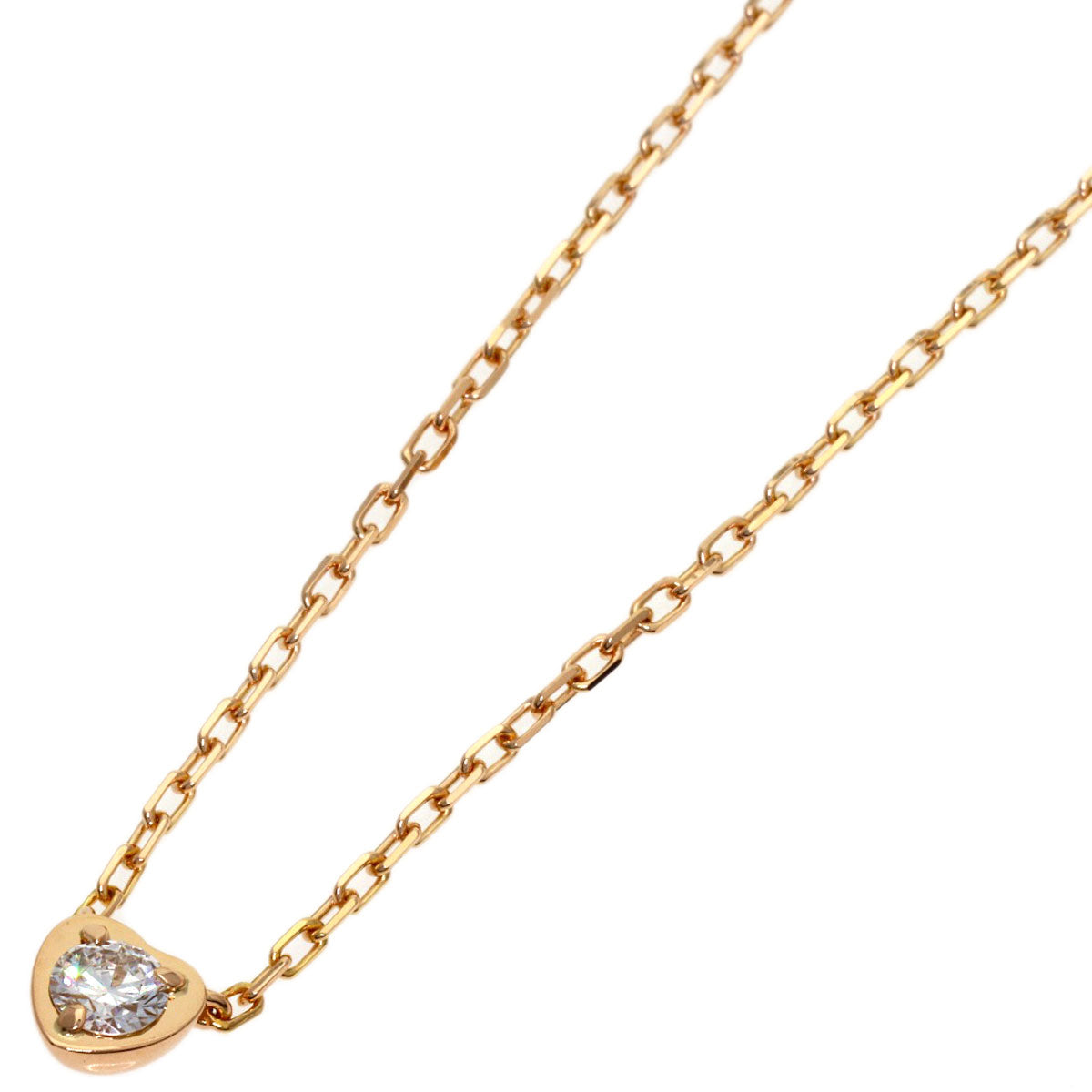 CARTIER Diamant Léger Heart Diamond Necklace K18 Pink Gold Ladies [Used]