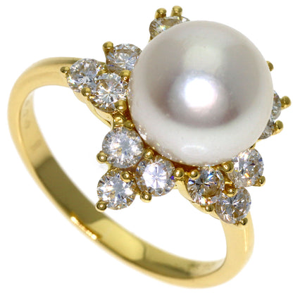 Ponte Vecchio Pearl Pearl Diamond Ring K18 Yellow Gold Ladies [Used]