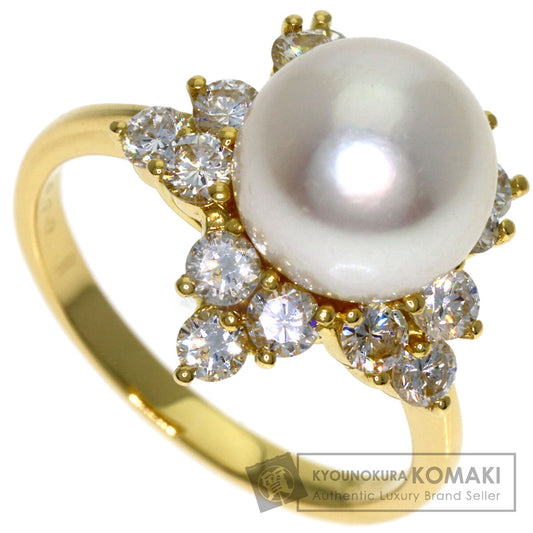 Ponte Vecchio Pearl Pearl Diamond Ring K18 Yellow Gold Ladies [Used]
