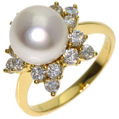 Ponte Vecchio Pearl Pearl Diamond Ring K18 Yellow Gold Ladies [Used]
